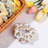 Women Lady Female LatticePrint Ponytail Holder Hair Rope Girls Headwear Yellow Scrunchies Hairs Ties