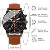 2PCs/Set Men's Watch Set Classic Versatile Fashion Casual Style Quartz Leather Watch Sport Style Business Watch Box not included