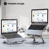 Laptop Stand for Desk Adjustable Computer Stand with 360° Rotating Base Ergonomic Laptop Riser for Collaborative Work Foldable