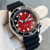 Tandorio Design Red Dial Lume NH36 Mechanical Swim Watch For Men Date Weekday Display 3.8 Crown 200M Waterproof 41mm