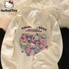 2024 New Sanrio Hello Kitty Jacket 2000s Zip Hoodie White Sweatshirt Young Women Fall Winter Kawaii Lolita Jacket Student Tops