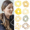 Women Lady Female LatticePrint Ponytail Holder Hair Rope Girls Headwear Yellow Scrunchies Hairs Ties