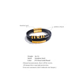 Yhpup Fashion Black Leather Layered Men Bracelet Bangle Stainless Steel Arrivals Popular Jewelry Accessories Waterproof