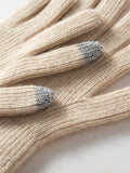 Women Cashmere Knitted Gloves Finger Touchscreen Gloves Ribbing Comfy Warm Unisex 100 Cashmere Autumn Winter Thermal Gloves Men