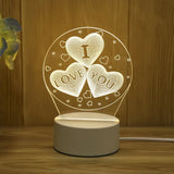 Romantic Love 3D Acrylic Led Lamp for Home Children's Night Light Table Lamp Birthday Party Decor Christmas Gifts Bedside Lamp