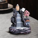 1PC Office Backflow Aroma Smoke Zen Censer Holder Incense Burner Mountains River Waterfall Fragrance Fireplace