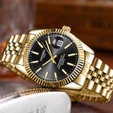 Luxury Gold Quartz Watch Waterproof Men's Watch 38mm Stainless Steel Automatic Date Luminous Hand Relogio Masculino