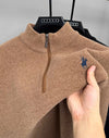 High end luxury brand half zipper neck sweater men's fashion Paul embroidery casual top winter plush thick warm knitted pullover