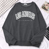 Street Trend Womens Pullovers Los Angeles California Letter Printing Hoodies Warm Fleece Sweatshirt Crewneck Soft Female Clothes