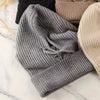 Knitted Hooded Caps Winter Balaclava Hats Women Korean Style Outdoor Warmer Drawstring Hats One-piece Neck Collar Beanies Cap