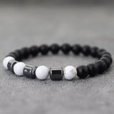 Noter Stylish Onyx Stone Bracelet For Men 8mm Natural Howlite Tiger Eyes Braslet Hematite Healing Braclet Leisure Pulseira Joias