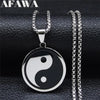 Yin Yang Gossip Necklace for Women/Men Stainless Steel Silver Color Ba Gua Taichi Chain Jewelry collar acero inoxidable N3615S02