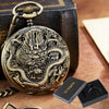 3D Dragon Mechanical Pocket Watch Fob Chain Luxury Steampunk Skeleton Engraved Roman Numeral Clock for Men Women Pocket Watches