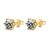 Real D Color VVS Moissanite Stud Earrings Sterling Silver 2CT Diamond Wedding Earrings 14K Yellow Gold Jewelry Women Earring