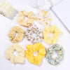 Women Lady Female LatticePrint Ponytail Holder Hair Rope Girls Headwear Yellow Scrunchies Hairs Ties