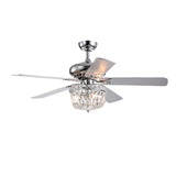 52 Inch Crystal Chandelier Fan Dual Finish Reversible Blades, Fandelier,Ceiling Fan With Remote Control 3 Speed (Low,Mid,High) f