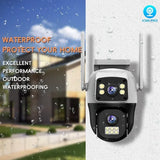 8MP 4K Dual Screen WIFI IP Camera Outdoor HD Dual Lens Camera Ai Human Detection Waterproof CCTV Video Security Camera V380 APP