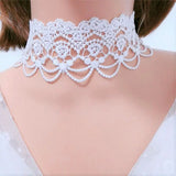 lace necklace choker women neckband Accessories White Lace Necklace Choker Women's Clavicle Chain Tassel Colla lace collar