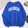 Street Trend Womens Pullovers Los Angeles California Letter Printing Hoodies Warm Fleece Sweatshirt Crewneck Soft Female Clothes