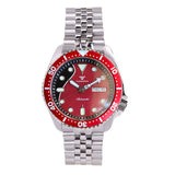 Tandorio Design Red Dial Lume NH36 Mechanical Swim Watch For Men Date Weekday Display 3.8 Crown 200M Waterproof 41mm