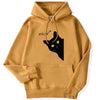 Winter Women Hoodies Meow Black Cat Printed Pullover Pocket Drop Sleeves Hoody Breathable Loose Sweatshirts Cute Ladies Clothes