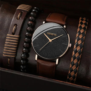 4pcs Men Watch Set Fashion Casual Business Quartz Watch Fashion Casual Bracelet Watch Set Men Sports Trend Wristwatches Relogios