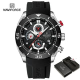 NAVIFORCE NF8038 Top Brand Men's Sport Watch Casual Silicone Strap Waterproof Luminous Chronograph Quartz Wristwatch