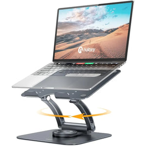 Nulaxy 360° Rotating Laptop Stand for Desk Ergonomic Notebook Riser with Adjustable Swivel Base Foldable Computer Holder Portab