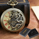 3D Dragon Mechanical Pocket Watch Fob Chain Luxury Steampunk Skeleton Engraved Roman Numeral Clock for Men Women Pocket Watches