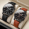 2PCs/Set Men's Watch Set Classic Versatile Fashion Casual Style Quartz Leather Watch Sport Style Business Watch Box not included