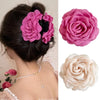 Elegant Fabric Rose Flower Hair Claws Women French Large Hair Clip Crab Clamp Fashion Headwear Shark Clip Girls Hair Accessories