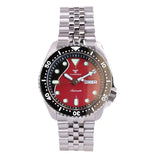 Tandorio Design Red Dial Lume NH36 Mechanical Swim Watch For Men Date Weekday Display 3.8 Crown 200M Waterproof 41mm