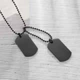 Men\'s Rectangular Double Dog Tag Stainless Steel Military Id Tag Pendant Titanium Steel Necklace Army Male Jewelry