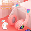 P91H,Cute Cat Ears BT Wireless Headphone Com Mic E Flash Light, Capacete De Música Estéreo LED, Fone De Ouvido Dobrável, Present