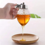 Honey Syrup Dispenser Pot No Drip Container Honey Jars Push-Type Oil Pot Honey Dispenser Pot Sauce Bottle Sealed Jar Funnel